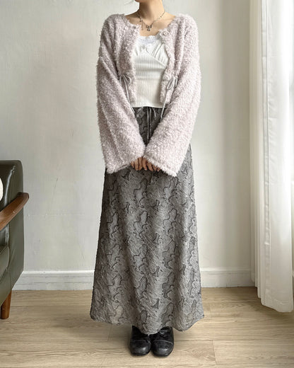 (~3/11🛎️新品優惠) CD061 Fuzzy Drawstring Cardigan - Ivory | Gray