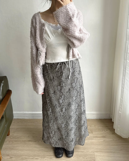 (~3/11🛎️新品優惠) CD061 Fuzzy Drawstring Cardigan - Ivory | Gray