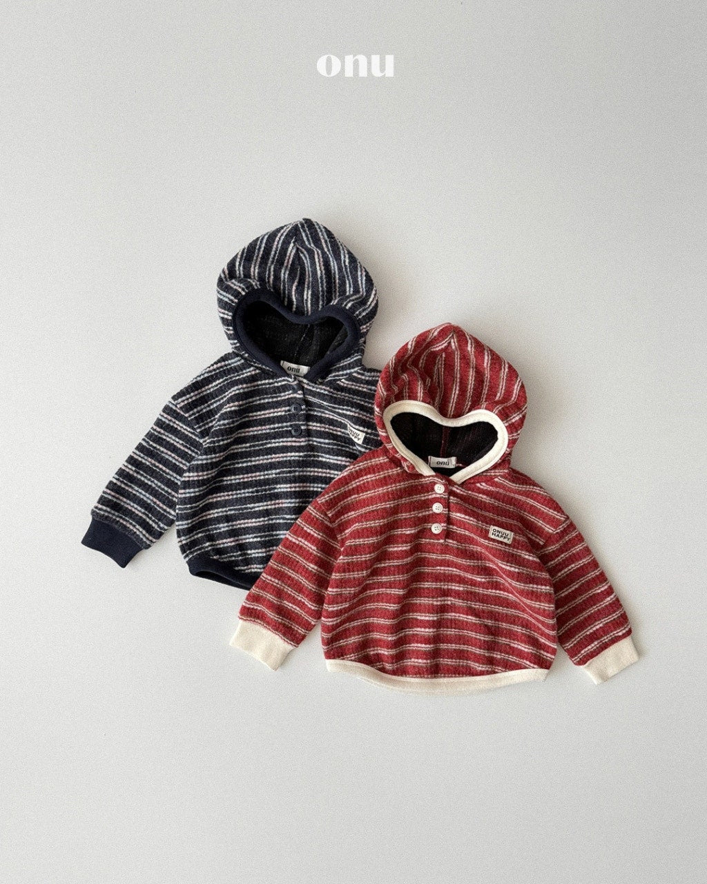 🍪KIDS 間條連帽衛衣 - Red | Navy