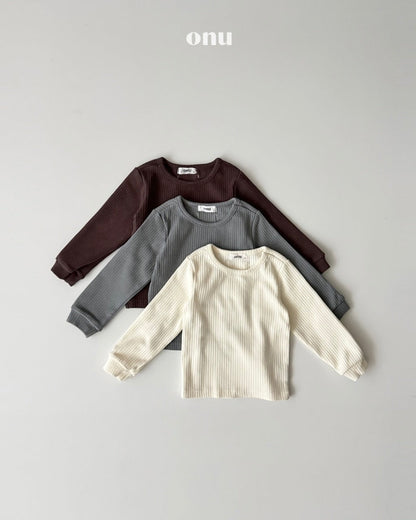 🍪KIDS 蜜桃絨羅紋上衣-  Ivory | Gray | Brown