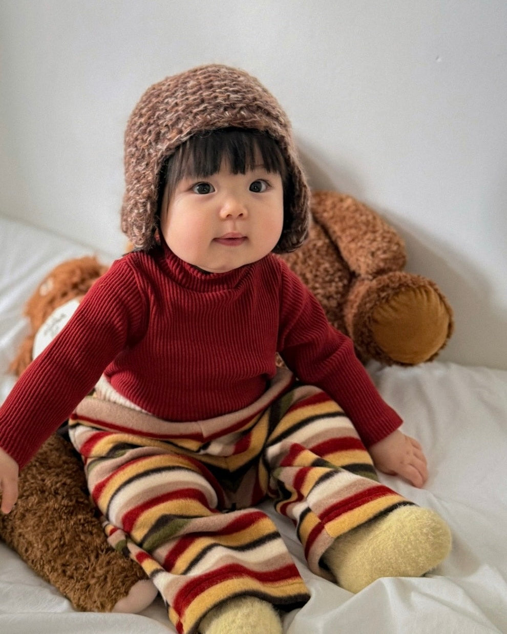 🍪KIDS 羅紋半高領上衣 - Ivory | Mustard |Mocha | Red | Charcoal