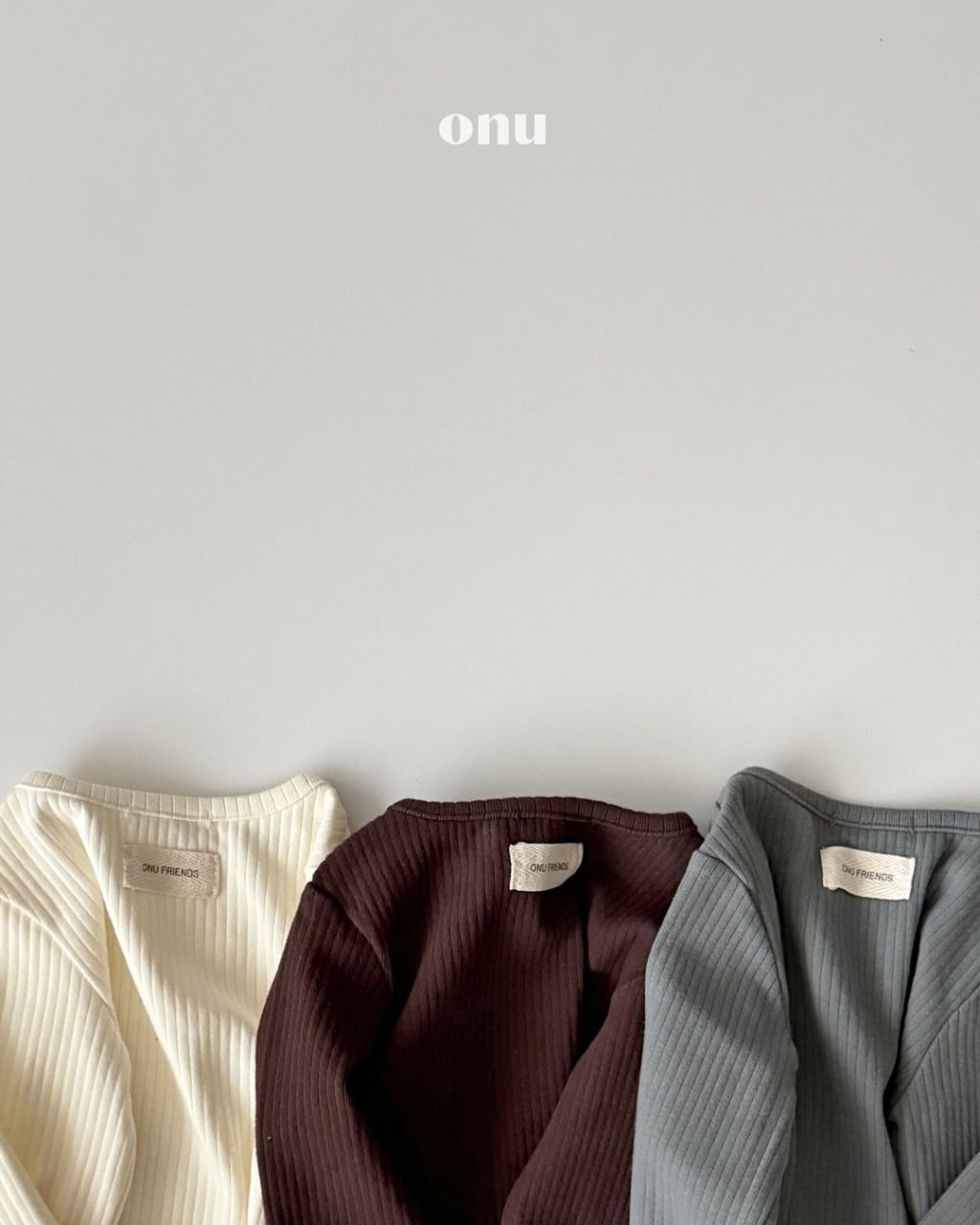🍪KIDS 蜜桃絨羅紋上衣-  Ivory | Gray | Brown