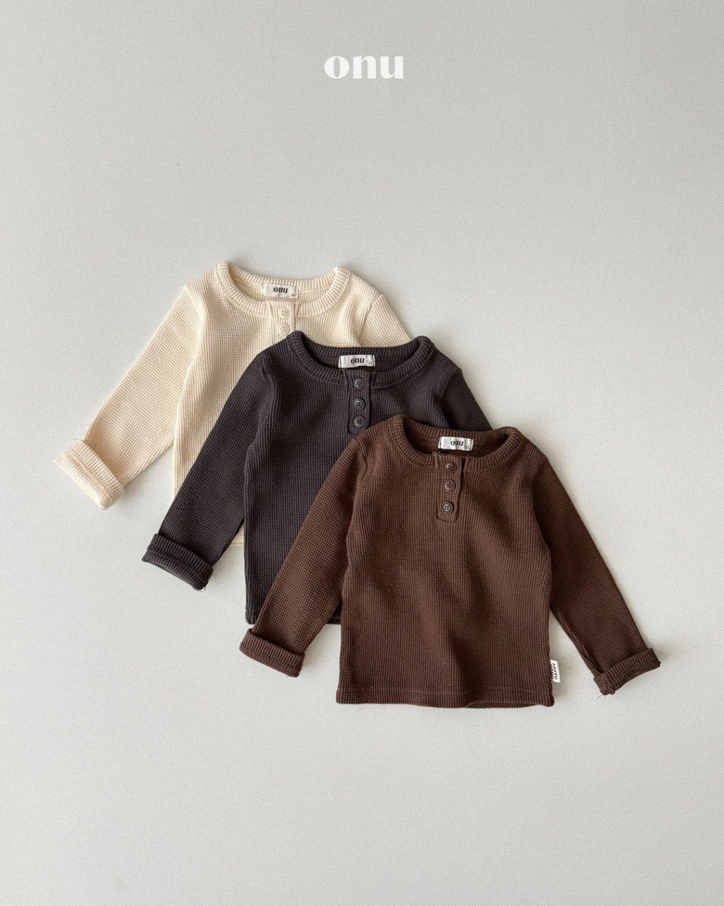 🍪KIDS 可頌格紋排扣上衣 - Cream | Charcoal | Brown