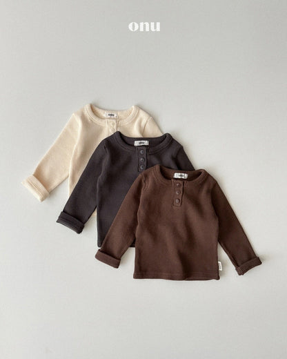 🍪KIDS 可頌格紋排扣上衣 - Cream | Charcoal | Brown