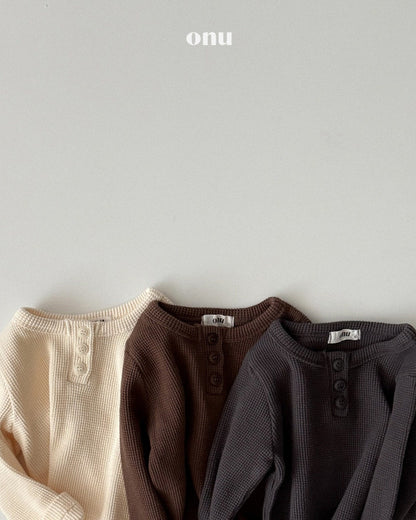 🍪KIDS 可頌格紋排扣上衣 - Cream | Charcoal | Brown
