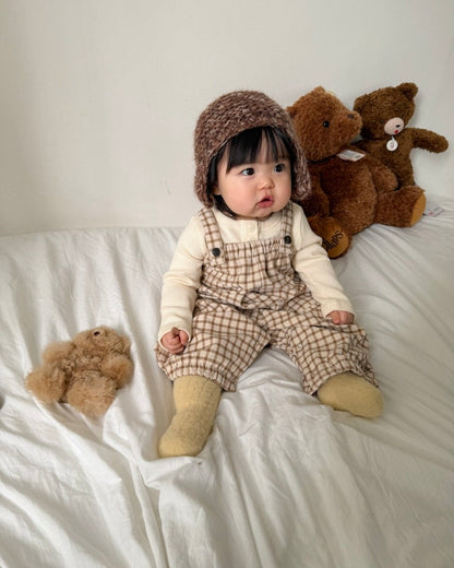 🍪KIDS 可頌格紋排扣上衣 - Cream | Charcoal | Brown