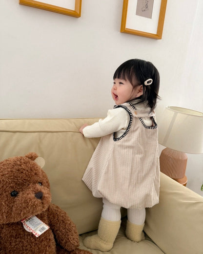 🍪KIDS 氣球洋裝 - Ivory | Navy