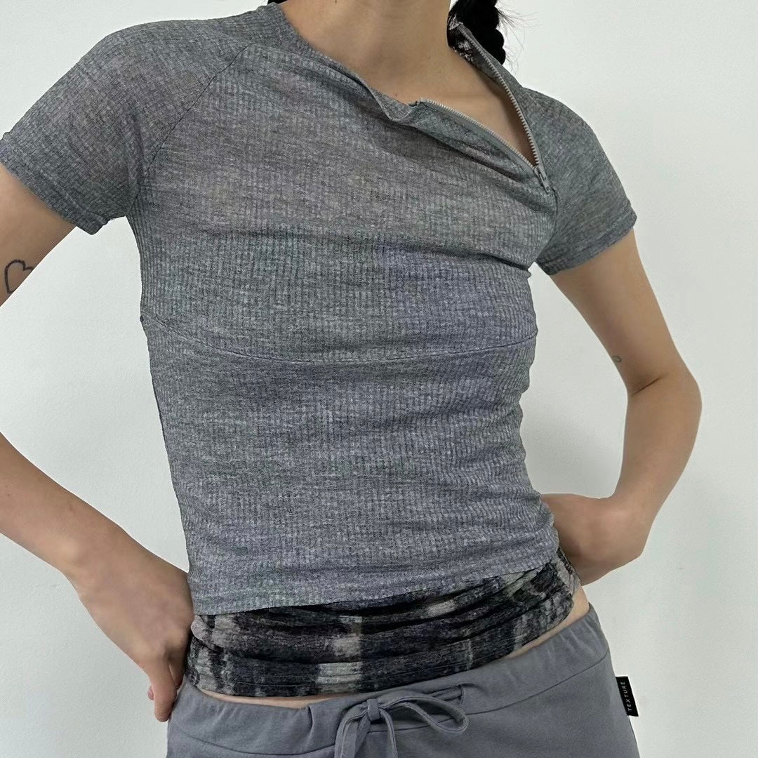 現貨 TP380 Zip-up Top - Gray | White | Blue