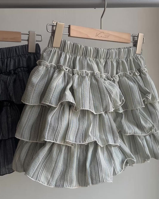 SK198 Mixed Skirt Pants - Mint | Navy